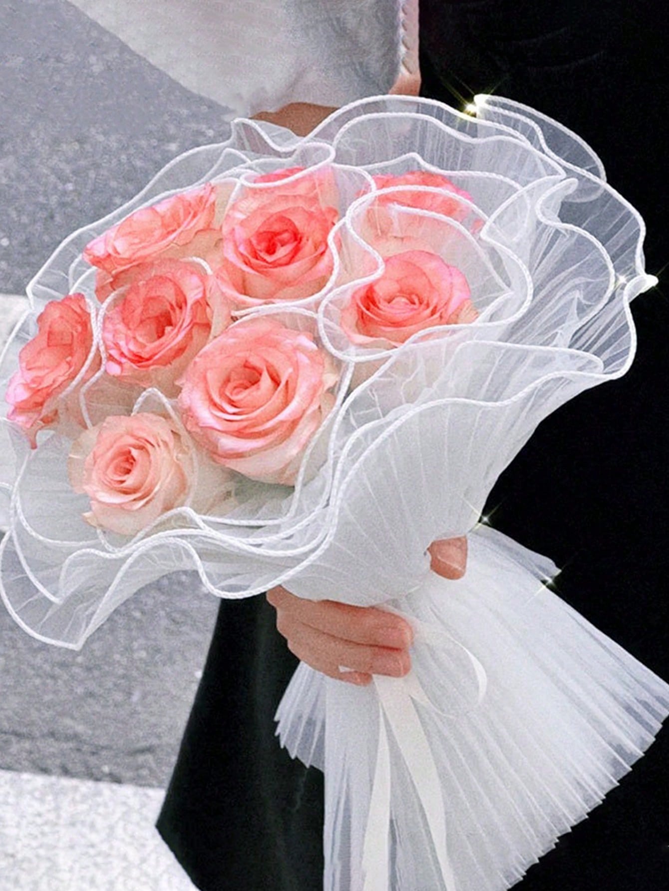 4야드 인조 진주 테두리 꽃 포장 메쉬 종이, 꽃다발  - Supply For Florist 리뷰 및 가격